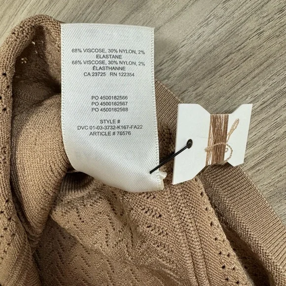 Babaton Pointelle Knit Crop Tank Top – Gold Camel – Size L – NWT - Picture 5 of 5